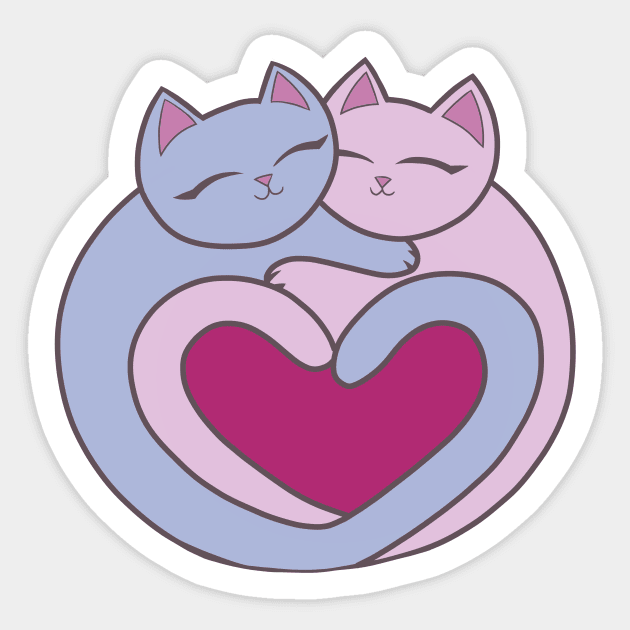 Pink Heart Love Cats Kawaii Sticker by xenotransplant